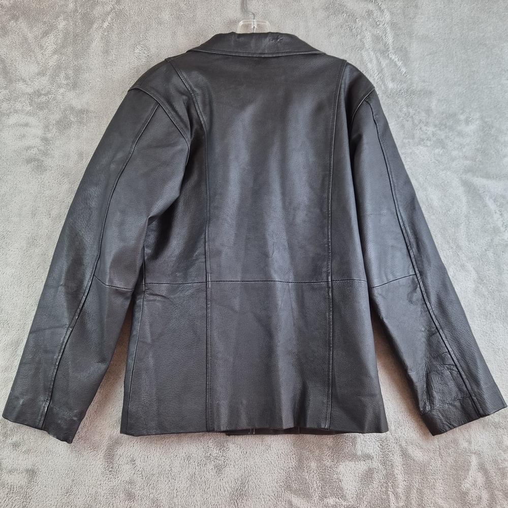 Serge Platini Blazer Jacket Small Black Genuine Leather 2 Buttons Sport‎ Coat - Picture 2 of 16